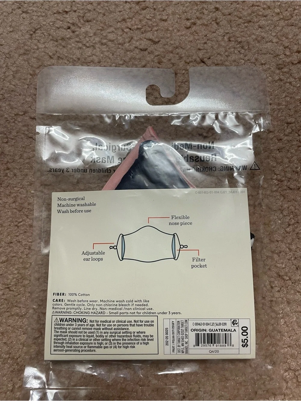 Cat & Jack Pink and Black Reusable Kids Face Mask( 9 pairs) NWT